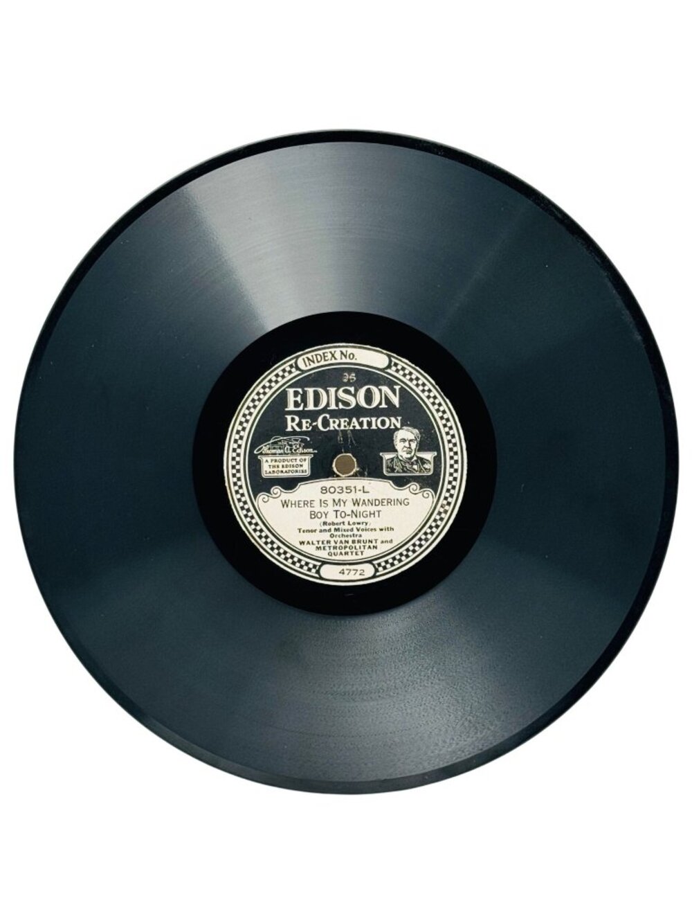 Walter Van Brunt Where Is My Wandering Boy To-Night 10in 78 RPM Edison 80351